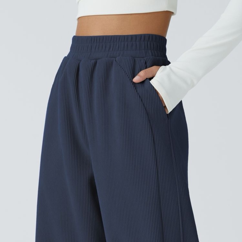 NEW Halara High Waist Straight Mop Corduroy Casual Pants Mood Indigo Size Small - Picture 3 of 9